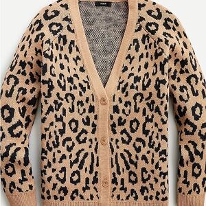 J. Crew V-neck cardigan sweater in leopard M